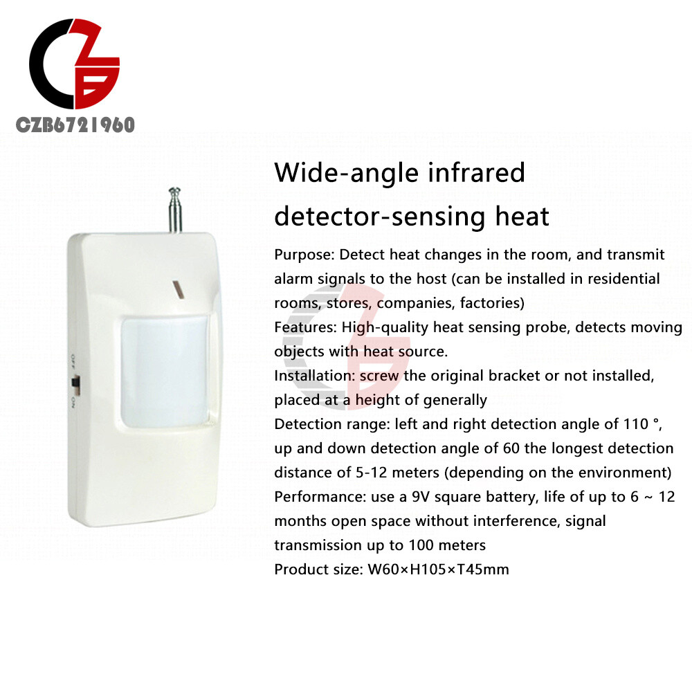 Infrared Human Motion Detection Sensor Wide Angle for Security Alarm System 433