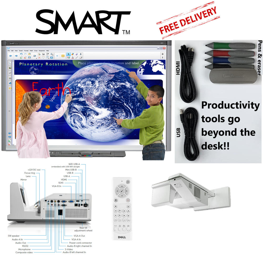 Interactive Smart Board SB680 and Dell S500 Short throw projector