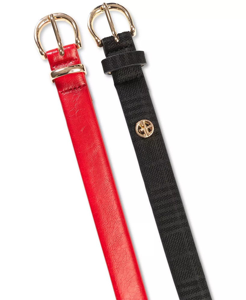 Giani Bernini Two-For-One Smooth & Plaid Belts