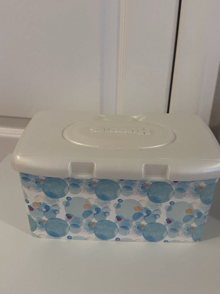 Huggies EMPTY Wipe Holder With Dots 2 Small Scuffs Multicolor