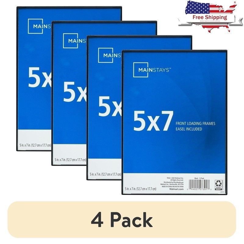 4 Pack 5x7 Front Load Picture Frame Tabletop Wall Display Black Minimalist New
