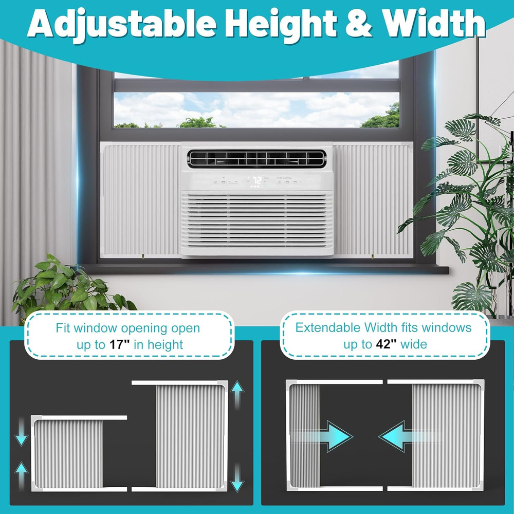 Window AC Side Panel with Frame, Adjustable Air Conditioner Side Panels