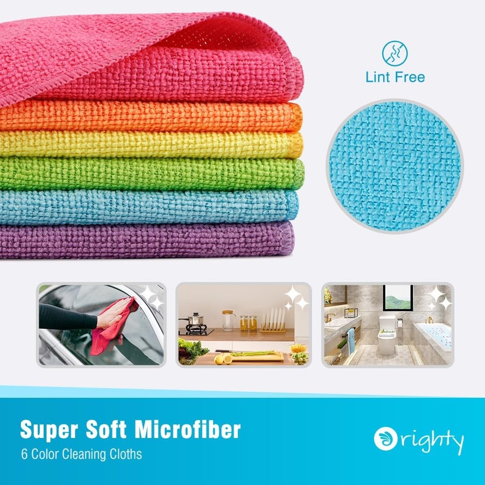 Orighty Microfiber Cleaning Cloth Pack of 12, Multicolor