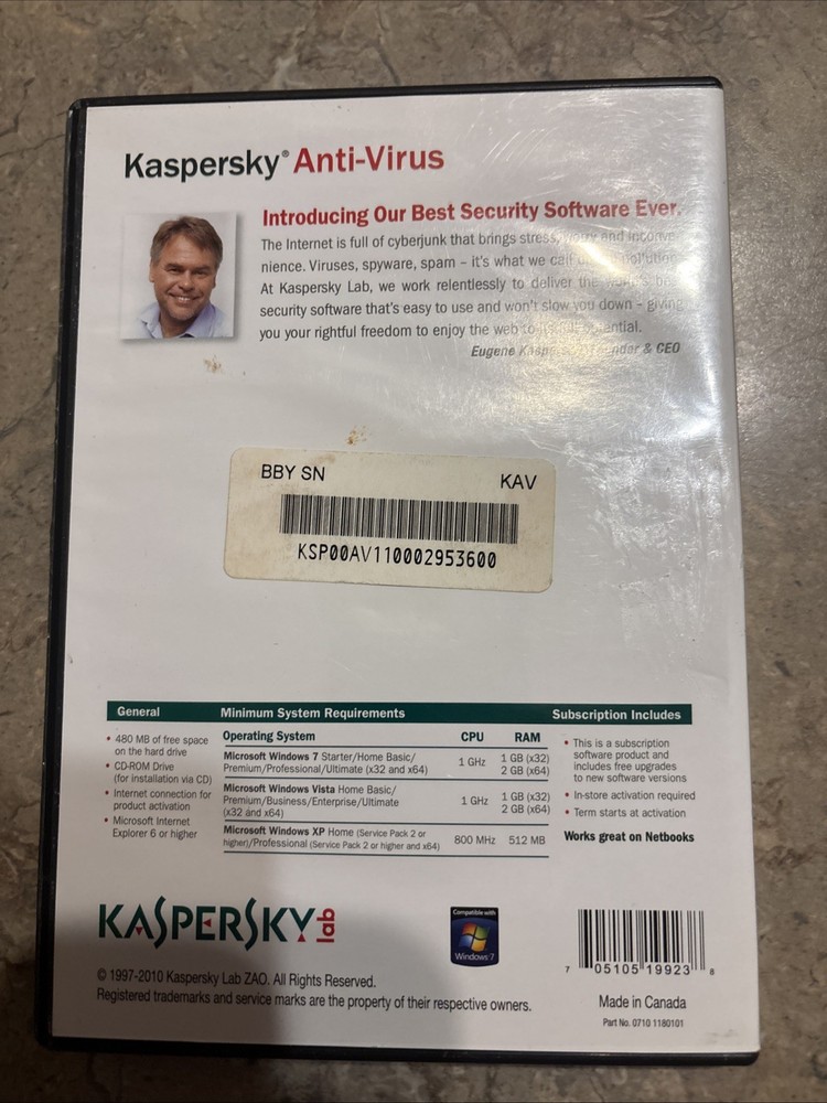 KASPERSKEY Lab Anti-Virus 2012 Protection PC Computer Security Software