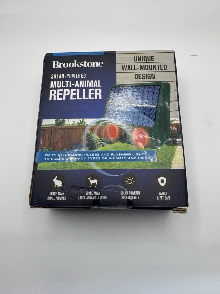 Brookstone Solar Powered Multi Animal Repeller Ultrasonic Wall Mount Pest