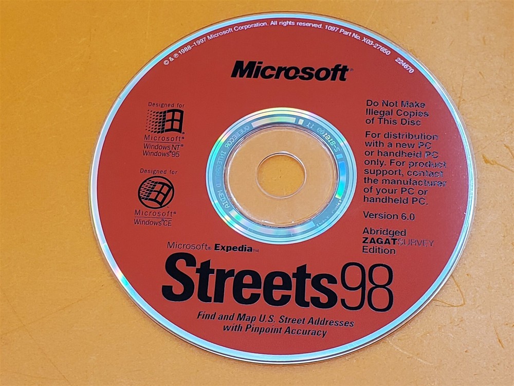 ⭐️⭐️⭐️⭐️⭐️ Vintage Microsoft Streets 98 Disc Only