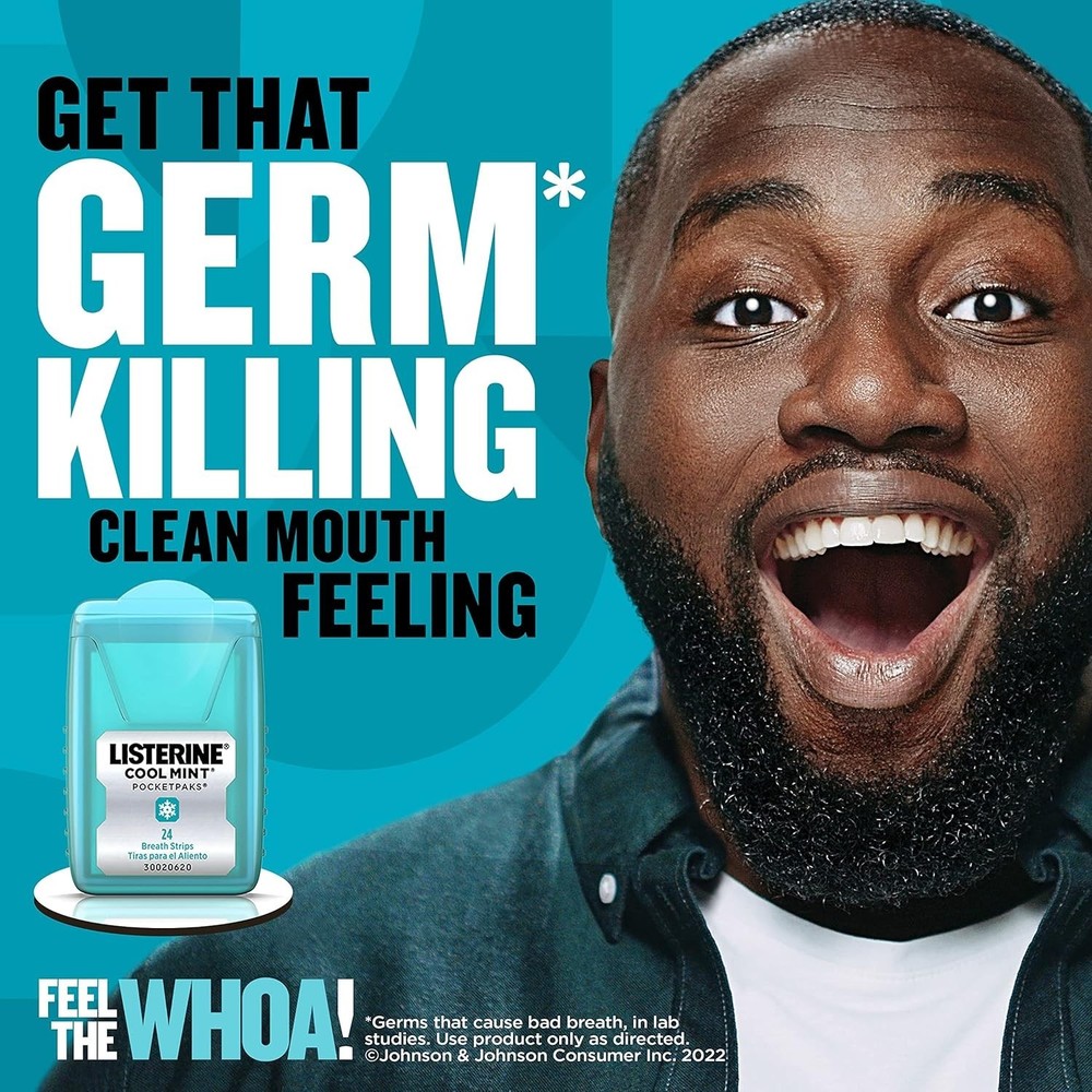Quick Fresh Breath Solution: Listerine PocketPaks Cool Mint Strips, 72 Total