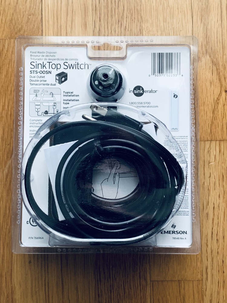 InSinkErator STS-OOSN SinkTop Satin Nickel Button Dual Outlet Switch Sealed Box