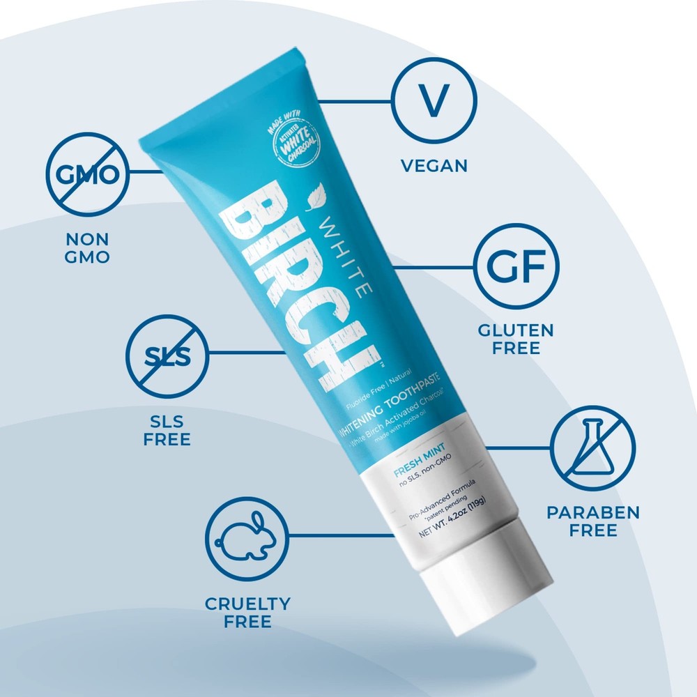 White Birch Activated Charcoal Whitening Toothpaste-Professional Teeth