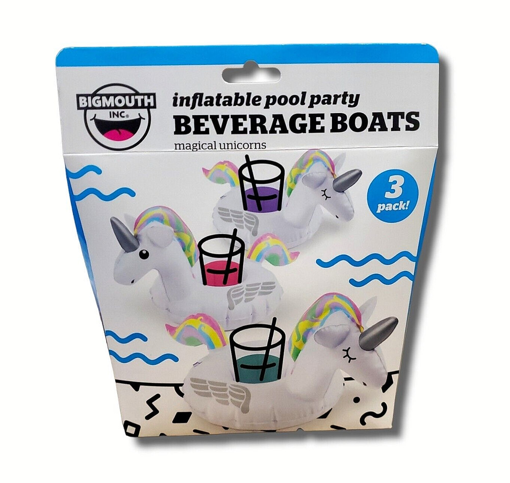 Inflatable Mini Magical Unicorn Beverage Float Boats 3pk