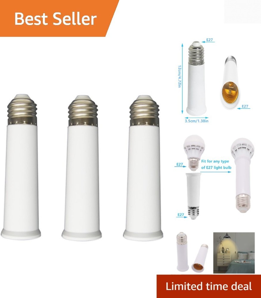 E26 Socket Extender 4.72in – 3 Pack Light Bulb Adapter for Ultimate Brightness