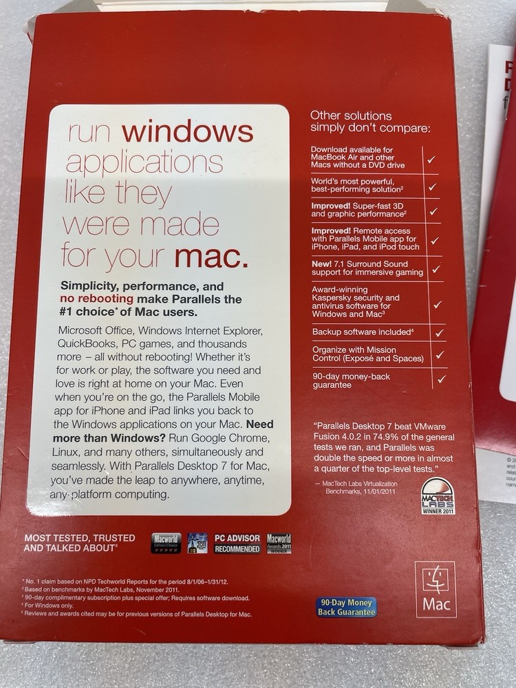 Parallels Desktop 7 for Mac Run Windows on Your MAC NEW SEALED