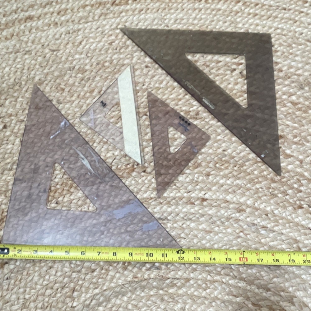 Set of 4 Plastic Template Ruler Drafting Triangles Drawing Tools