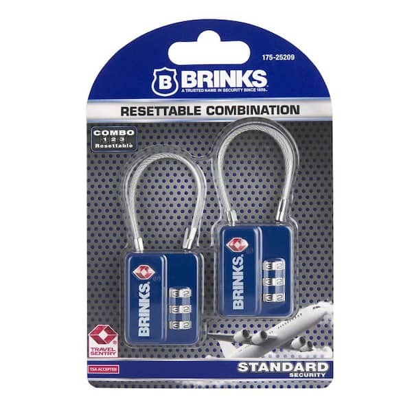 Brinks 30 mm TSA 3-Dial Resettable Combination Padlock, 2-Pack
