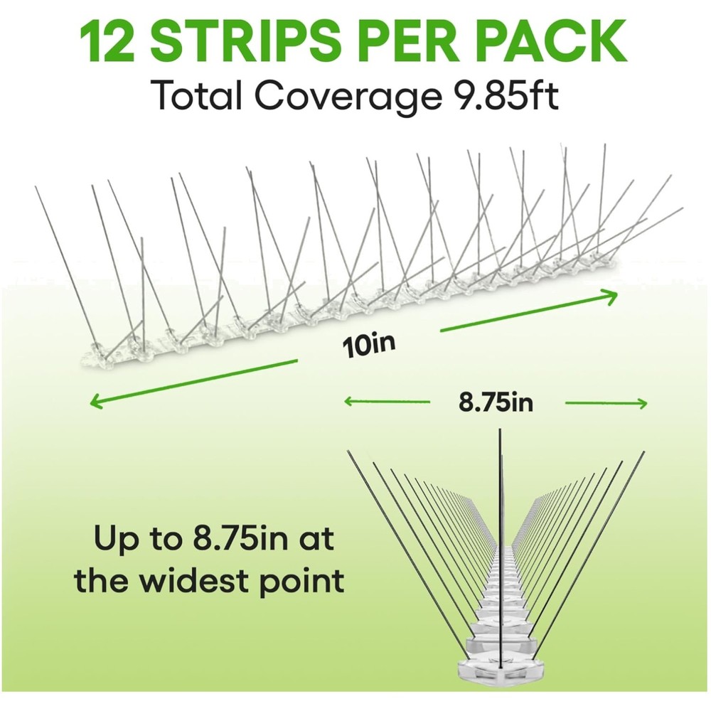 Stainless Steel Bird Spikes - 10ft Coverage