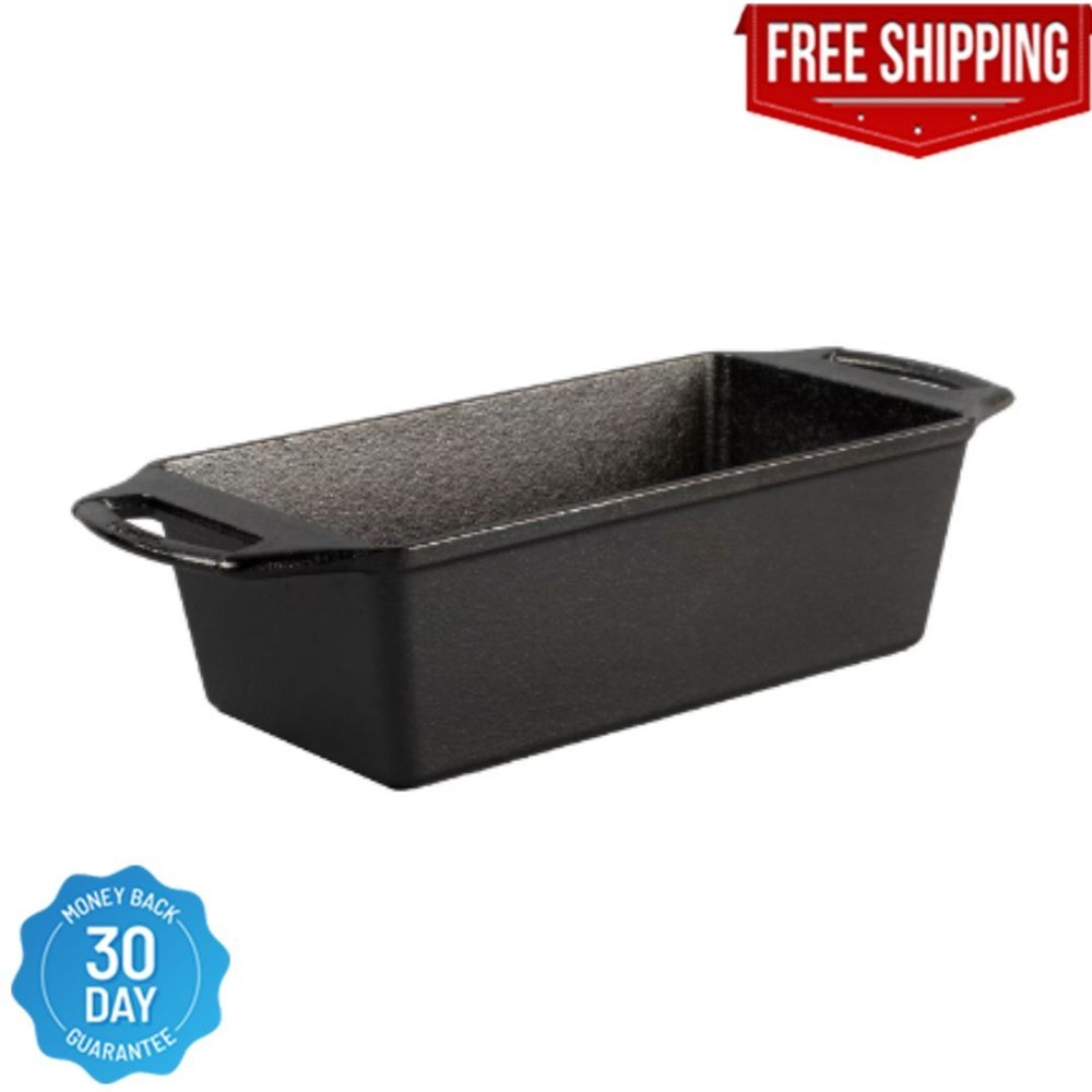 Lodge Cast Iron Bread Loaf Pan Rectangle Bakeware Baking Broiler Durable Black