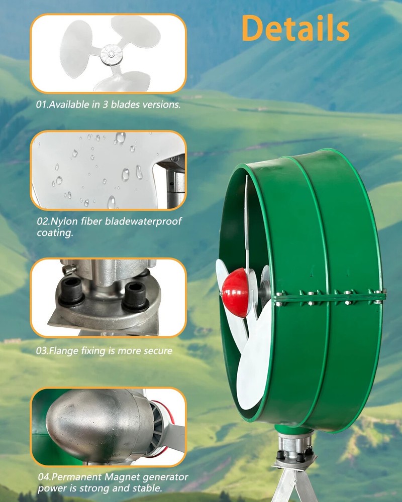 6/8KW Horizontal Axis Permanent Maglev Wind Turbine Generator W/ MPPT Controller
