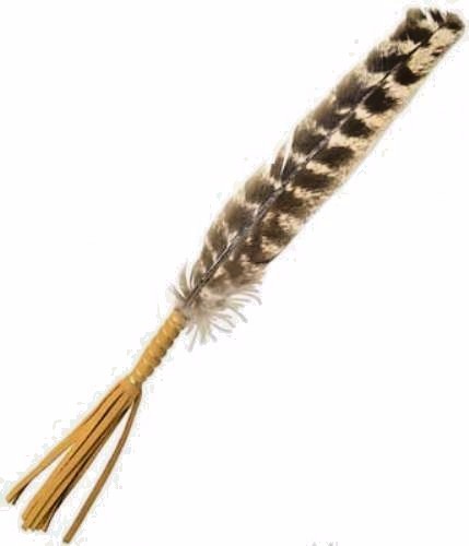 Deluxe Leather Wrapped Smudging Feather: 10" (Smudge, Cleansing)