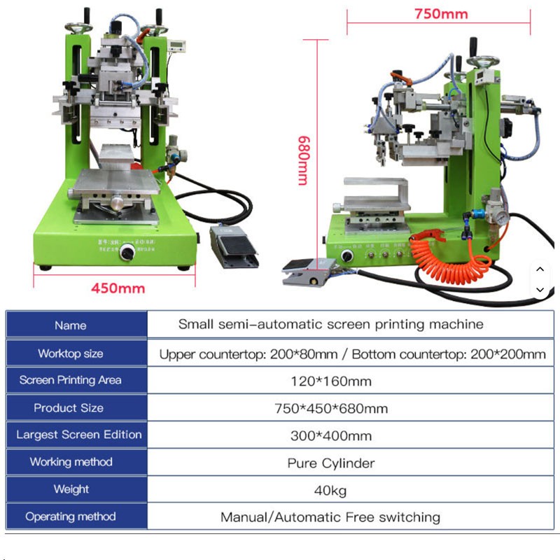 Pneumatic Silk Screen Printing Machine Mini Desk Screen Printing Machine