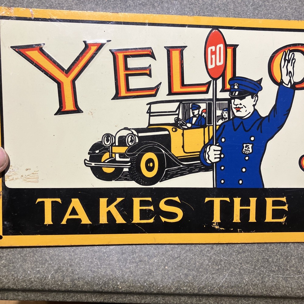Yellow Cab Cigar Sign Original Tin