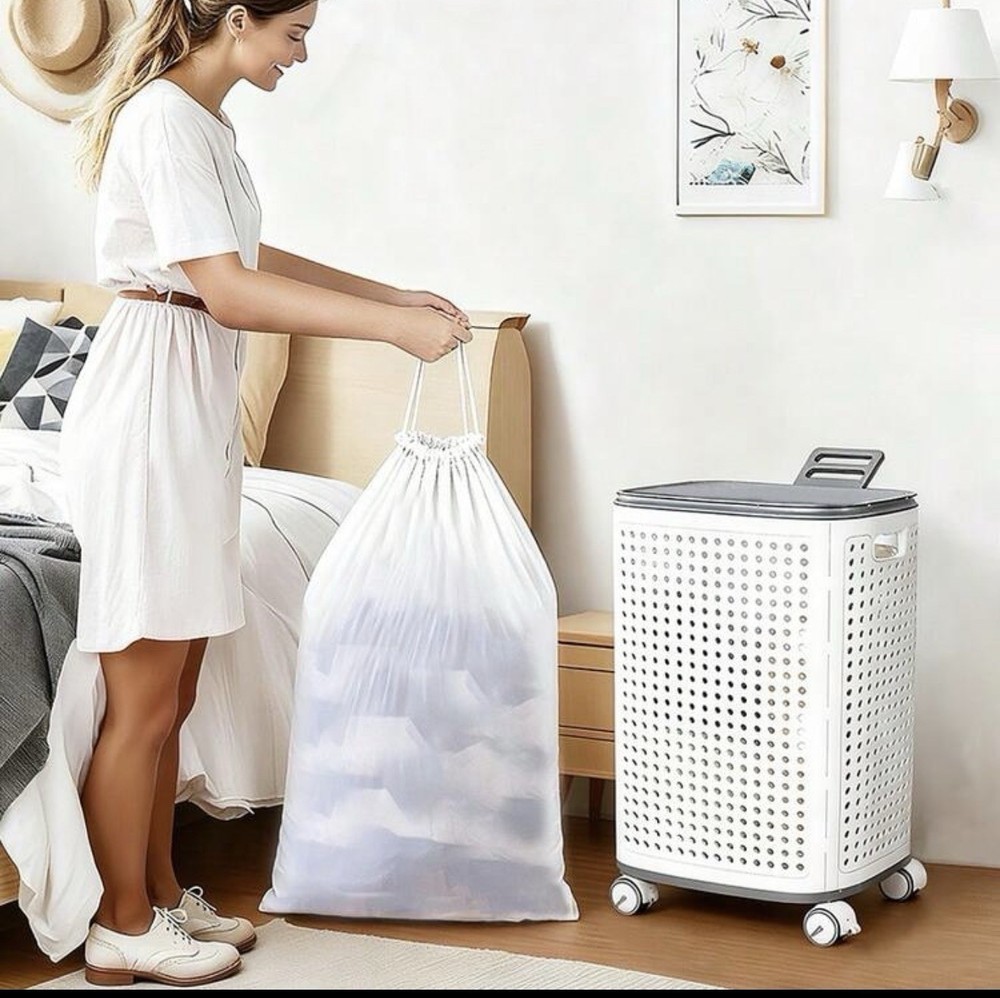 Large Foldable Wheeled Laundry Basket