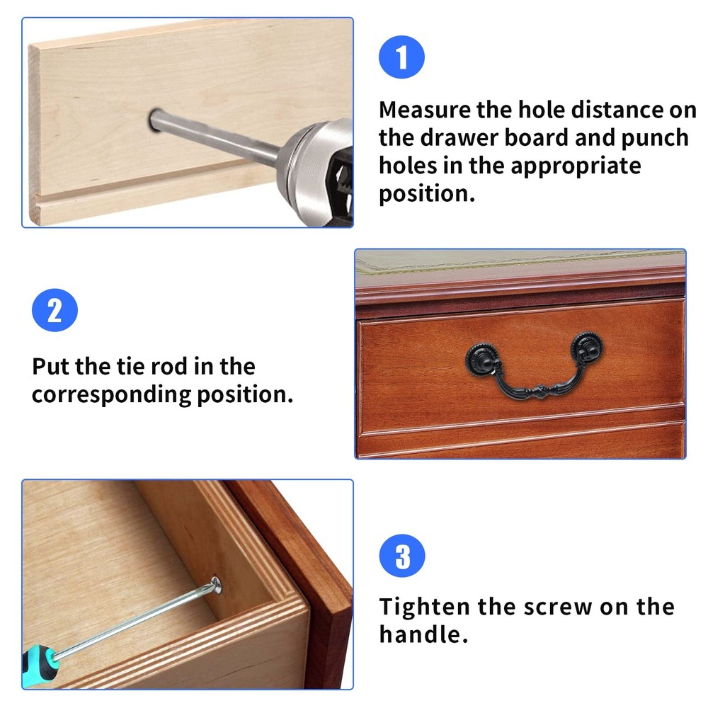 4 Pack Antique Drop Drawer Pull 3.5 Inch Hole Center Vintage Bail Pull Handle...