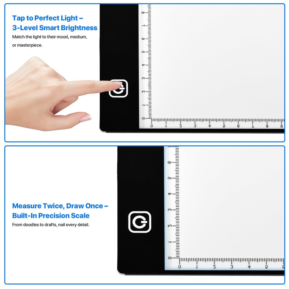 A4 LED Light Box for Tracing and Drawing - Ultra Thin Adjustable Light Table, U