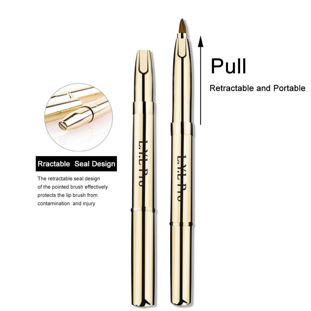 Gold Retractable Lip Makeup Brushes Double-Ended Brush