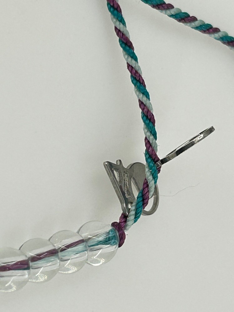 4Ocean Beaded Adjustable Cord Bracelet Silver Tone Charm