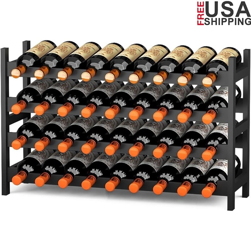 Premium Bamboo Wine Rack Modular Stackable Storage Easy Assembly Modern Design