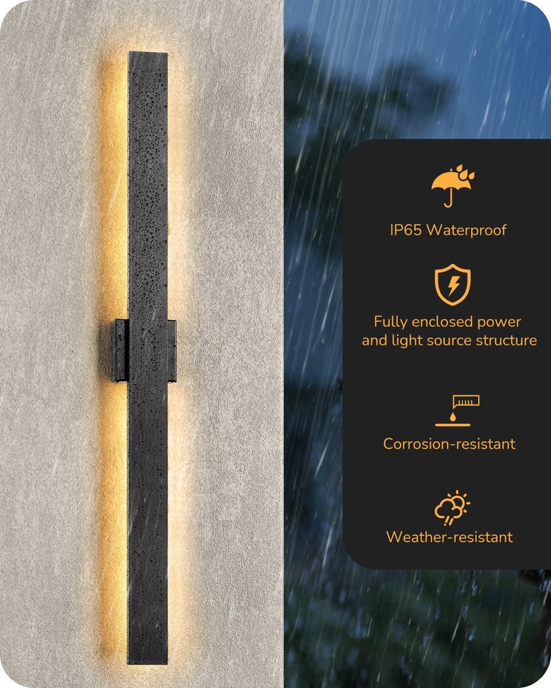 EDISHINE 39.3" Outdoor Wall Light Dimmable 3CCT IP65 Waterproof 2-Pack Black