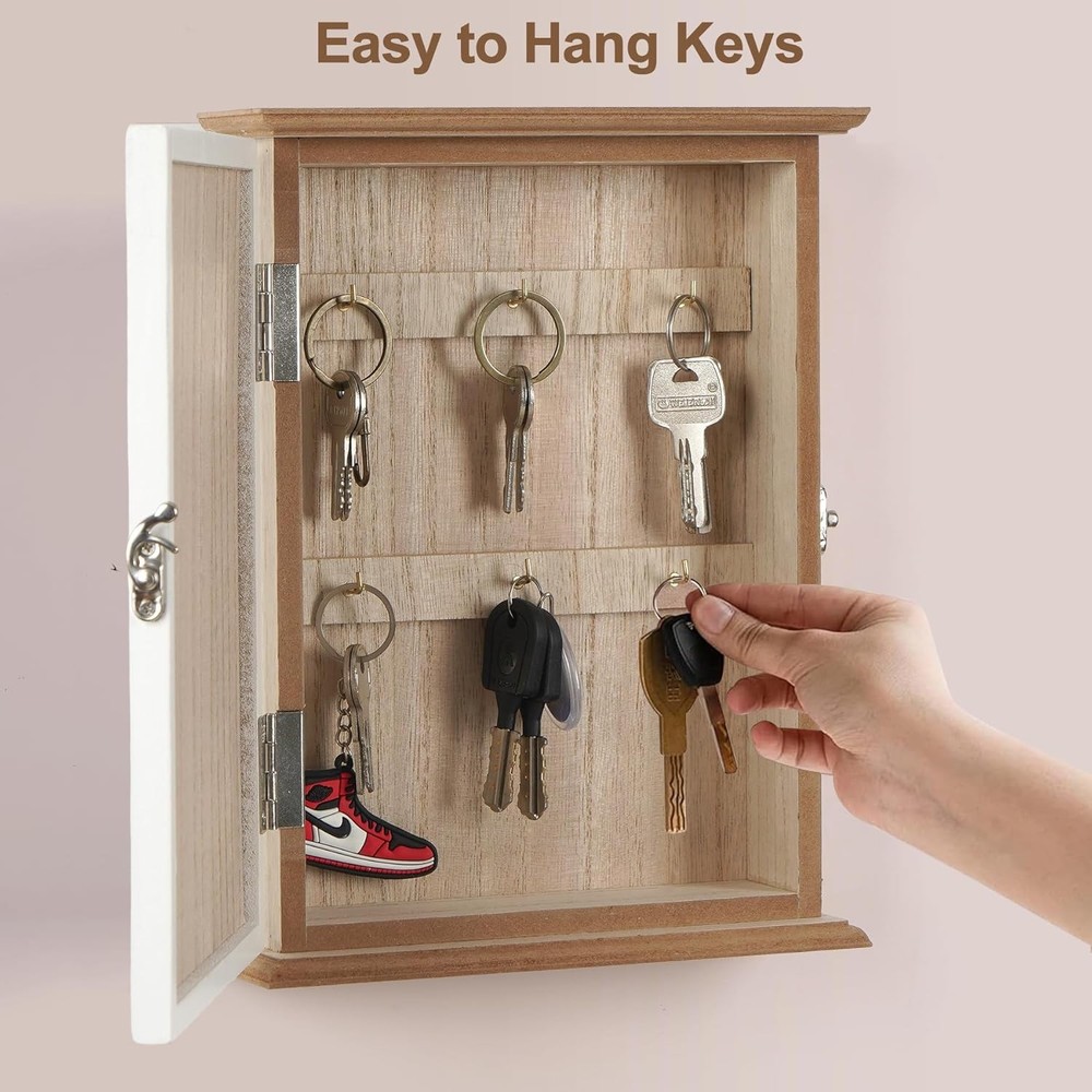 Key Holder for Wall Mount, Hooks Hanging Rack white