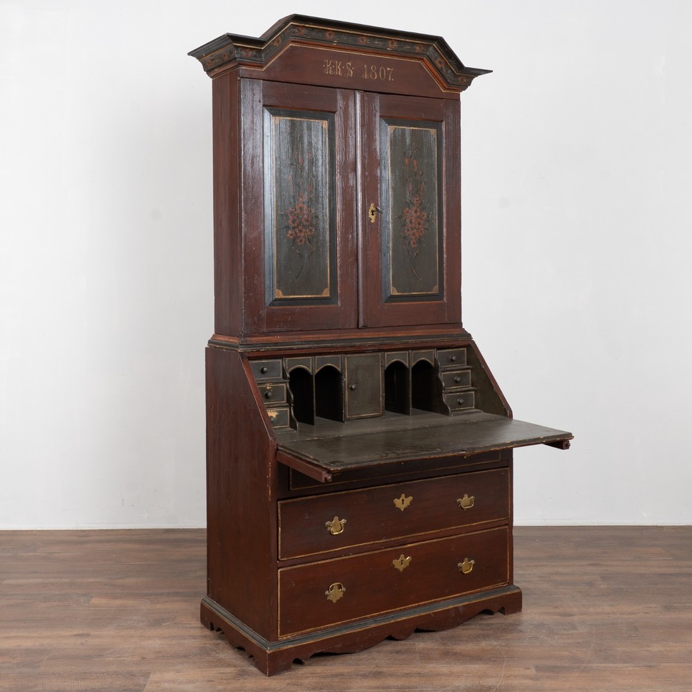 19th Century Original Painted Swedish Secretary Dated 1807