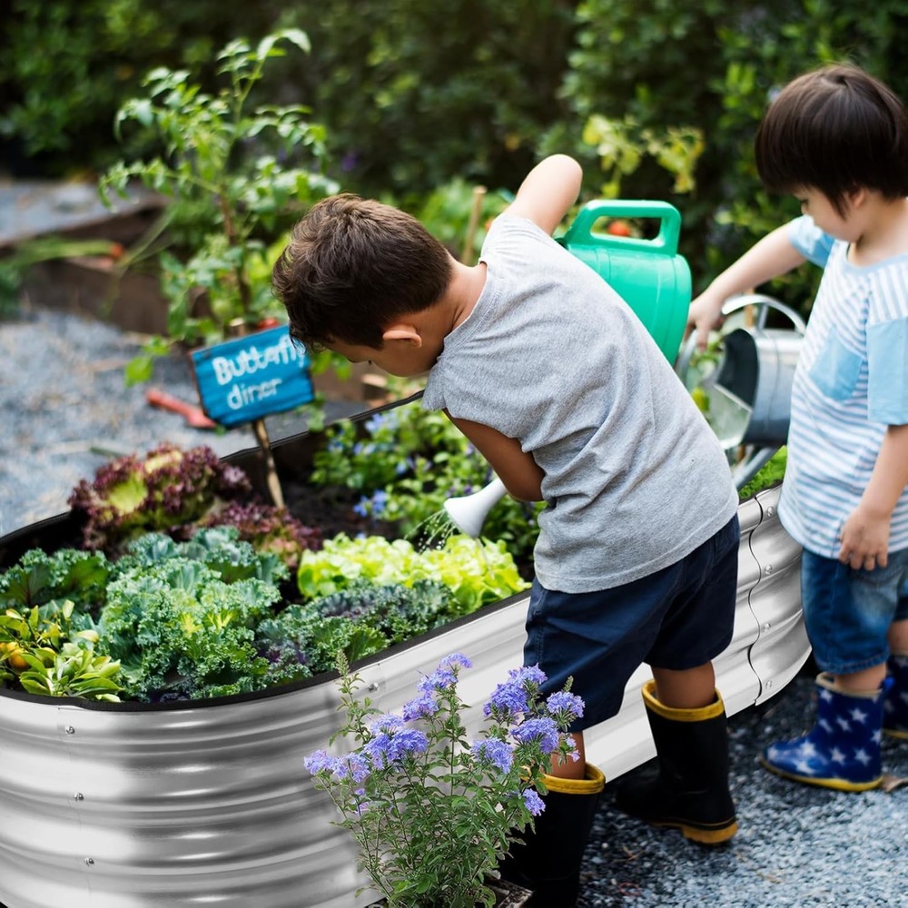 GRAVEE 2 Pack Galvanized Raised Garden Bed 4.5x2x1ft Planter Boxes Vegetables