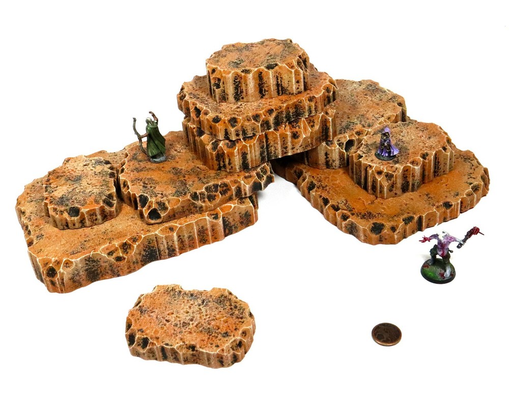 Earth Toned Stacking Hills Set - War Game Terrain Scenery Warhammer D&D