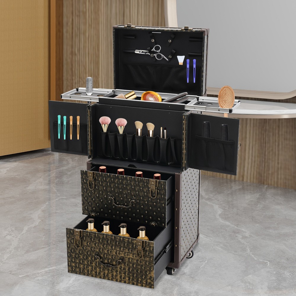 Rolling Lockable Makeup Train Case Organizer Trolley Lockable Professional