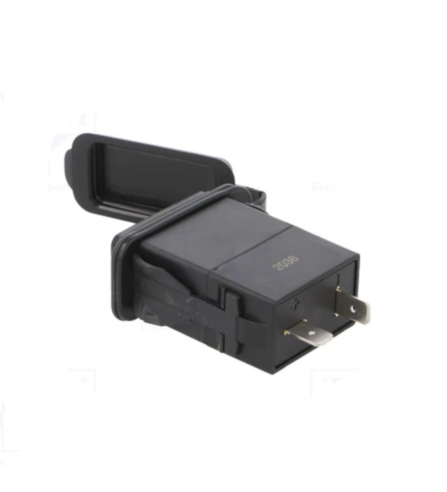 Car Twin USB Charge Point Adaptor 5v Output 12v-24v Rectangular Switch + Cover