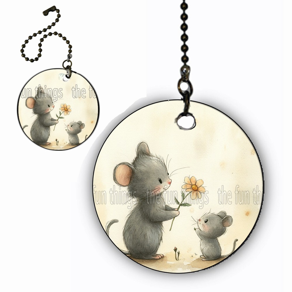 Set 2-Mouse Baby Nursery Ceiling Fan Lighting Pull Chain 4"+ Extension Chain