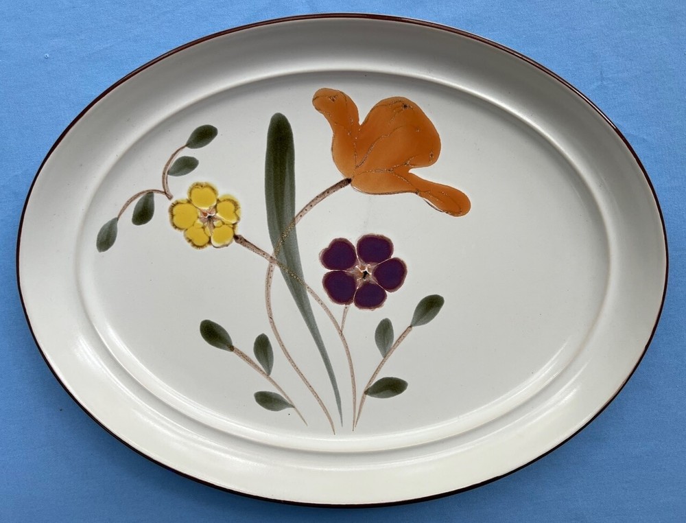 Noritake Stoneware Hello Spring Oval Serving Platter Mint!