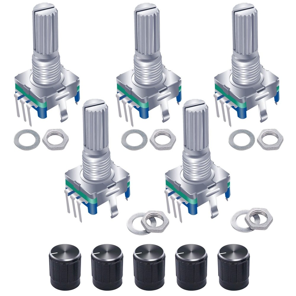 5pcs EC11 360° Rotary Encoder Push Button 5-Pin Digital Potentiometer US