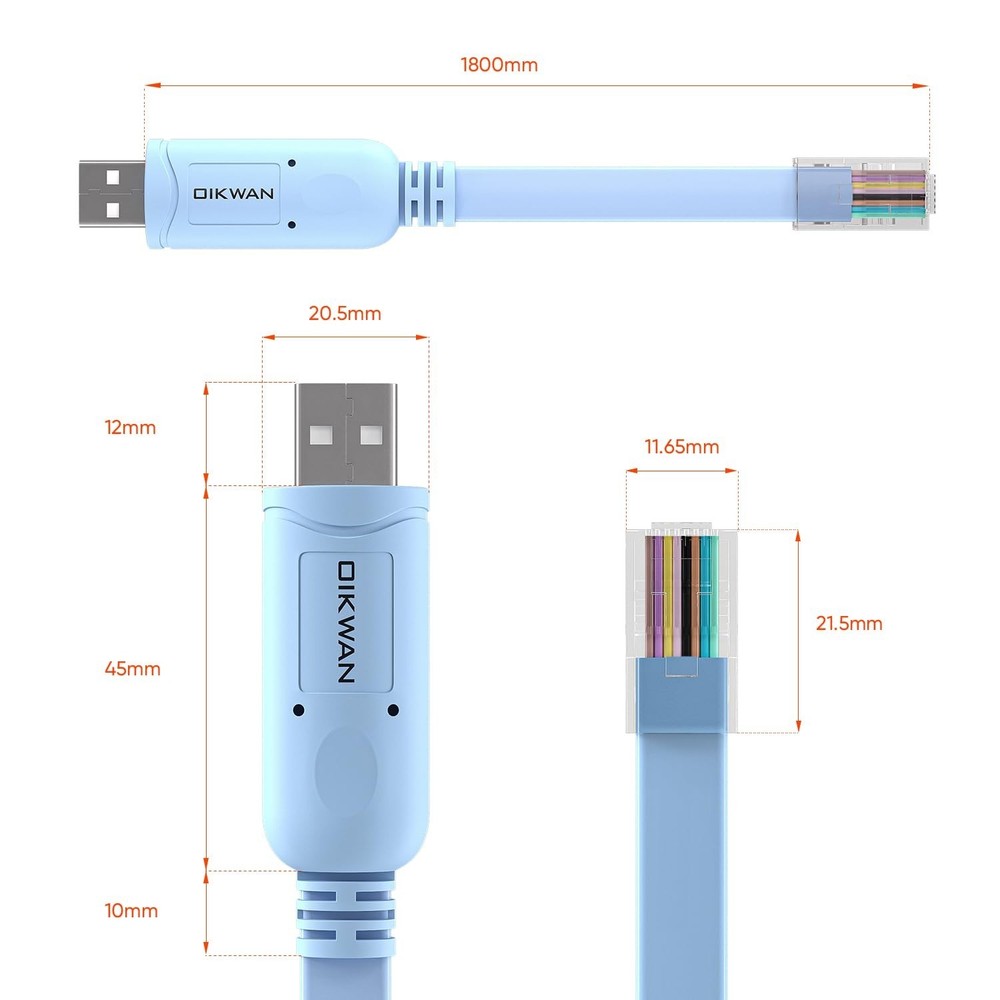 6ft USB to RJ45 Console Cable for Cisco Routers Switches Windows Mac Linux