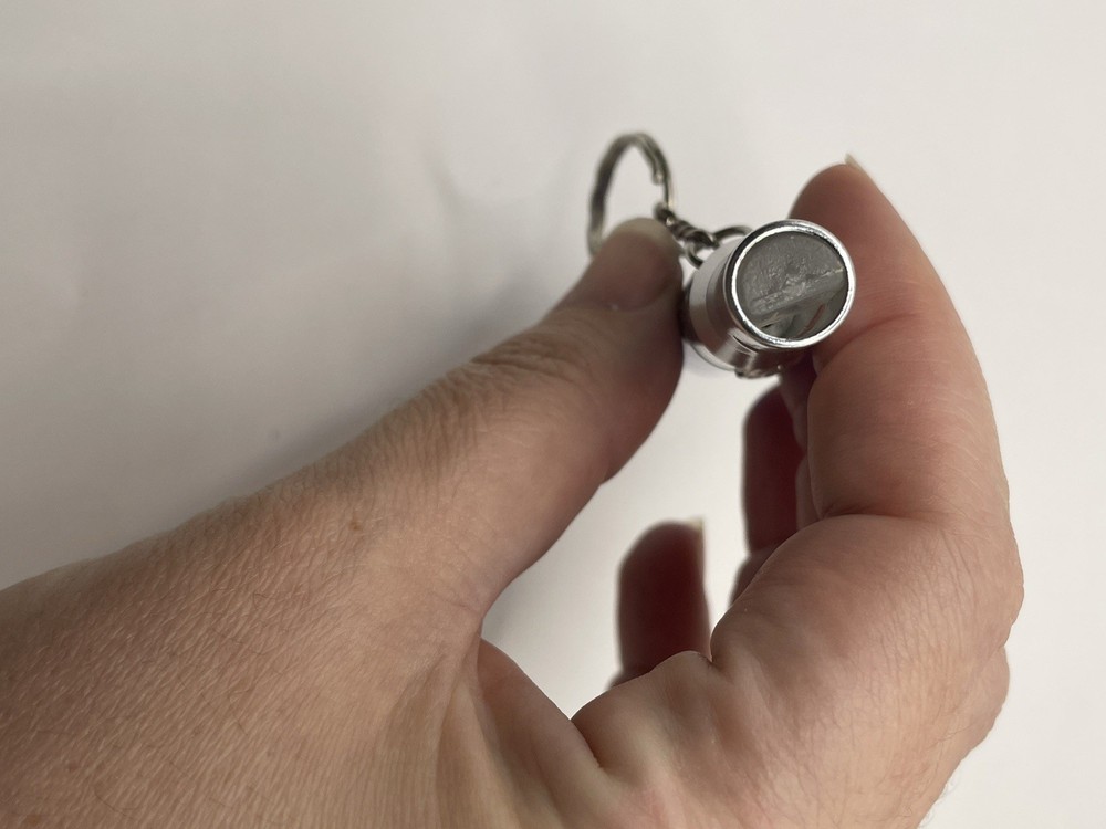led light/whistle/compass on key ring- Blue/Silver