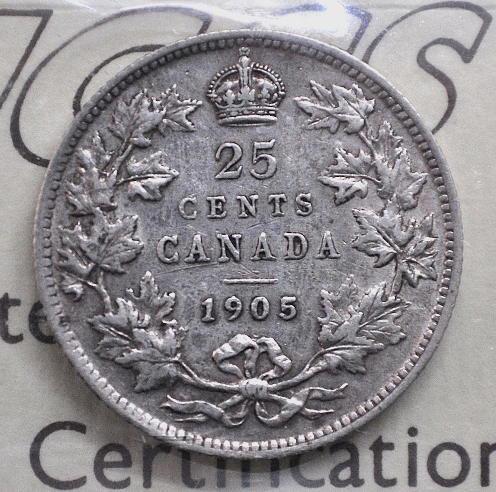 1905 Canada 25 cents ICCS graded VF-30