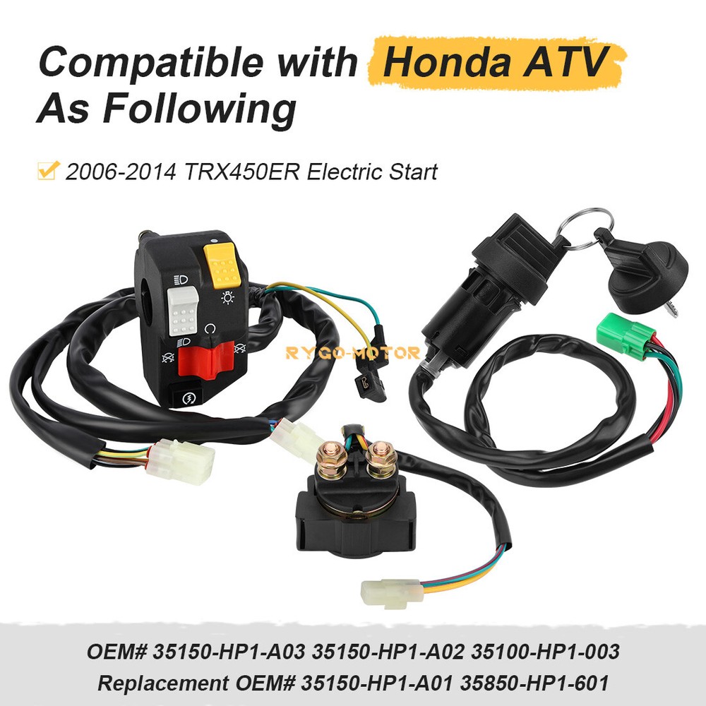 Handlebar Key Starter Relay Switch Kit for Honda TRX450ER 450ER 2006-2014