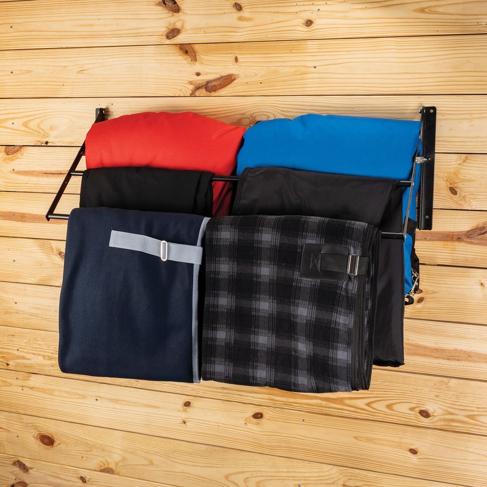 Easy-Up Tiered Mountable Collapsible Blanket/Pad Rack | Keeps Tack Organized