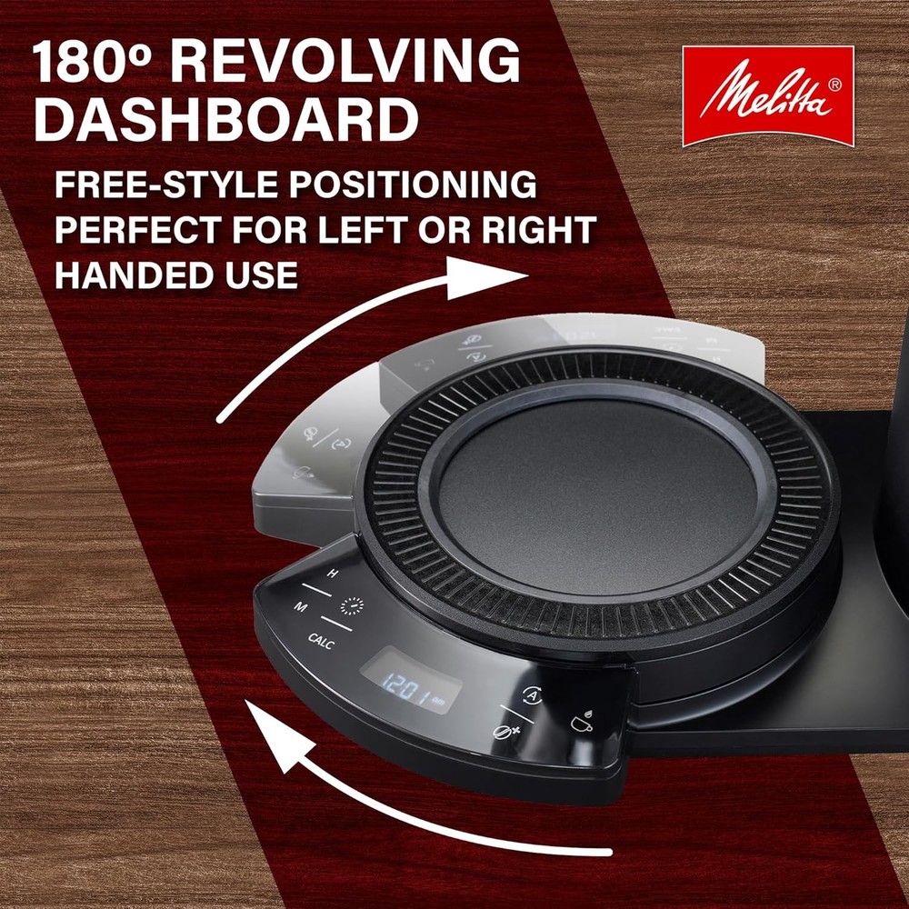 Melitta Vision 12-Cup Programmable Drip Coffee Maker with 5-Pack Filters - Black