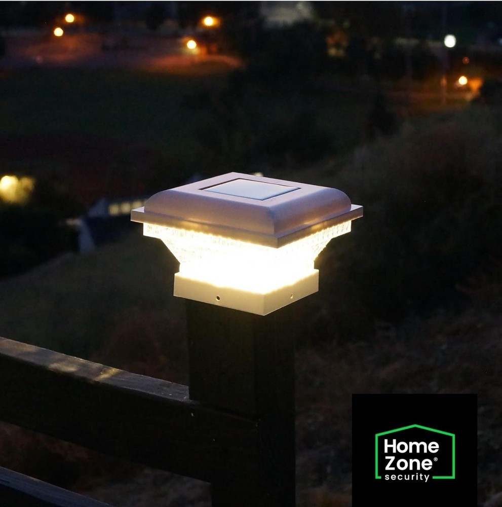 Home Zone Security Decorative Outdoor Solar Post Lights White 2 Set