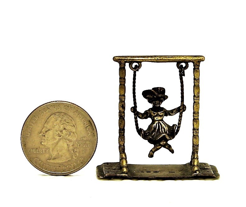 Dutch Solid Silver Figural Girl on Swing Hallmarked