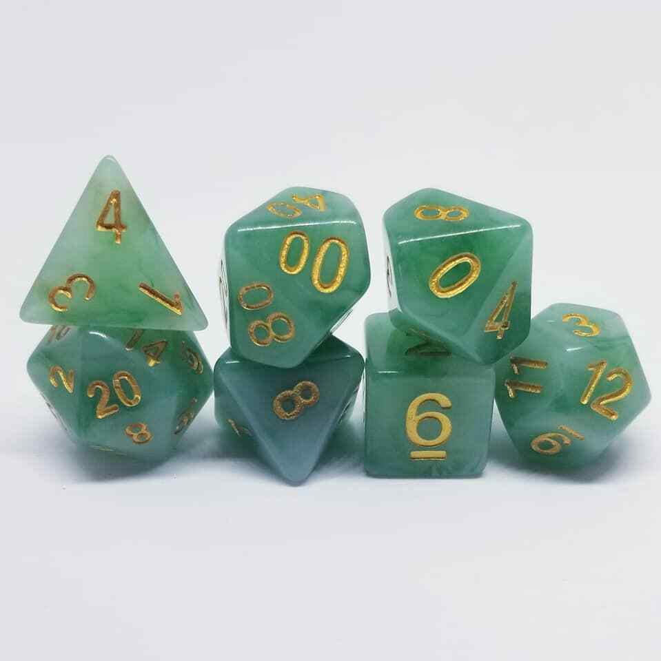 🟢玉 Marbled Jade | 7 Die RPG Set Polyhedral DND Dungeons Dragons Pathfinder B