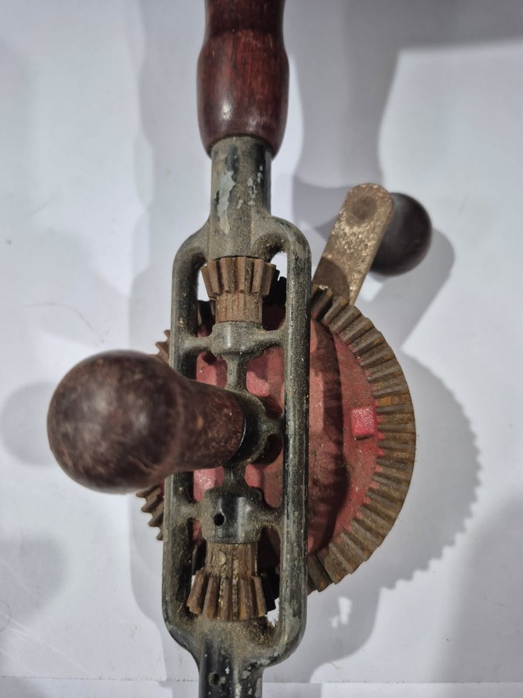 Vintage Hand Drill Antique Eggbeater Style Red